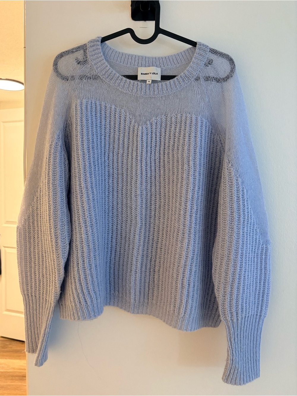 Bimba Y Lola Light Blue Ribbed Knit Sweater